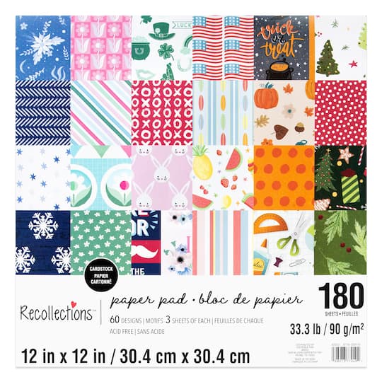12" x 12" All Seasons Cardstock Paper Pad by Recollections™, 180 Sheets